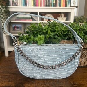 Elegant Blue Urban Outfitters faux Croc-Embossed Shoulder Bag